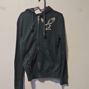 American Eagle Outfitters Forest Green Zip-Up Hoodie